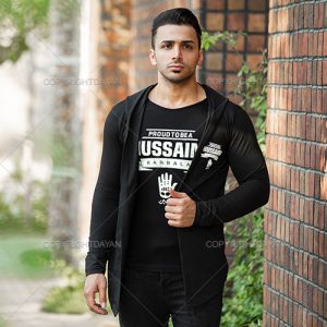 هودی جلو بسته محرم طرح \” PROUD HUSSAINI \”