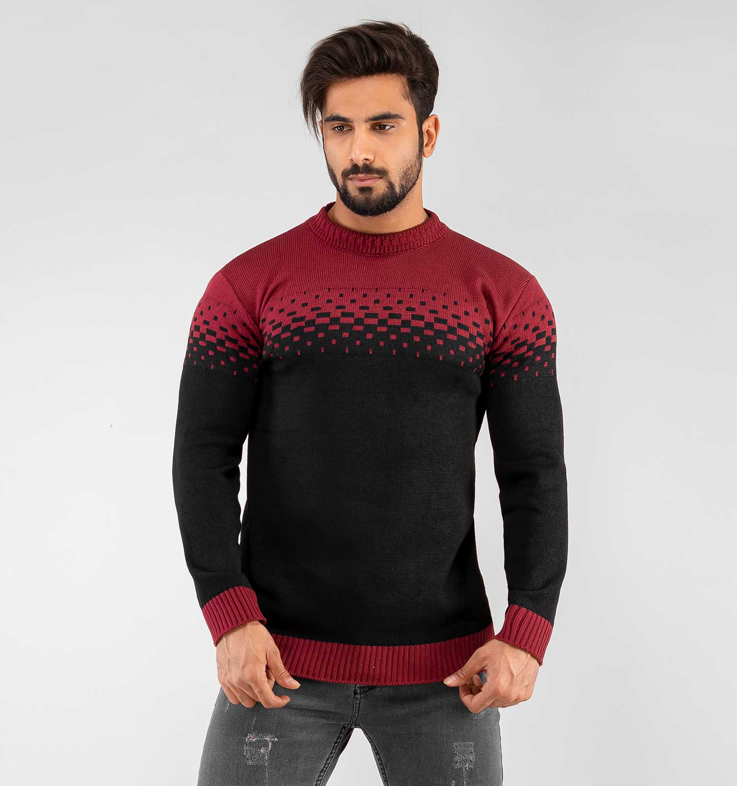 پلیور بافت مردانه یقه گرد Alma مدل 33341