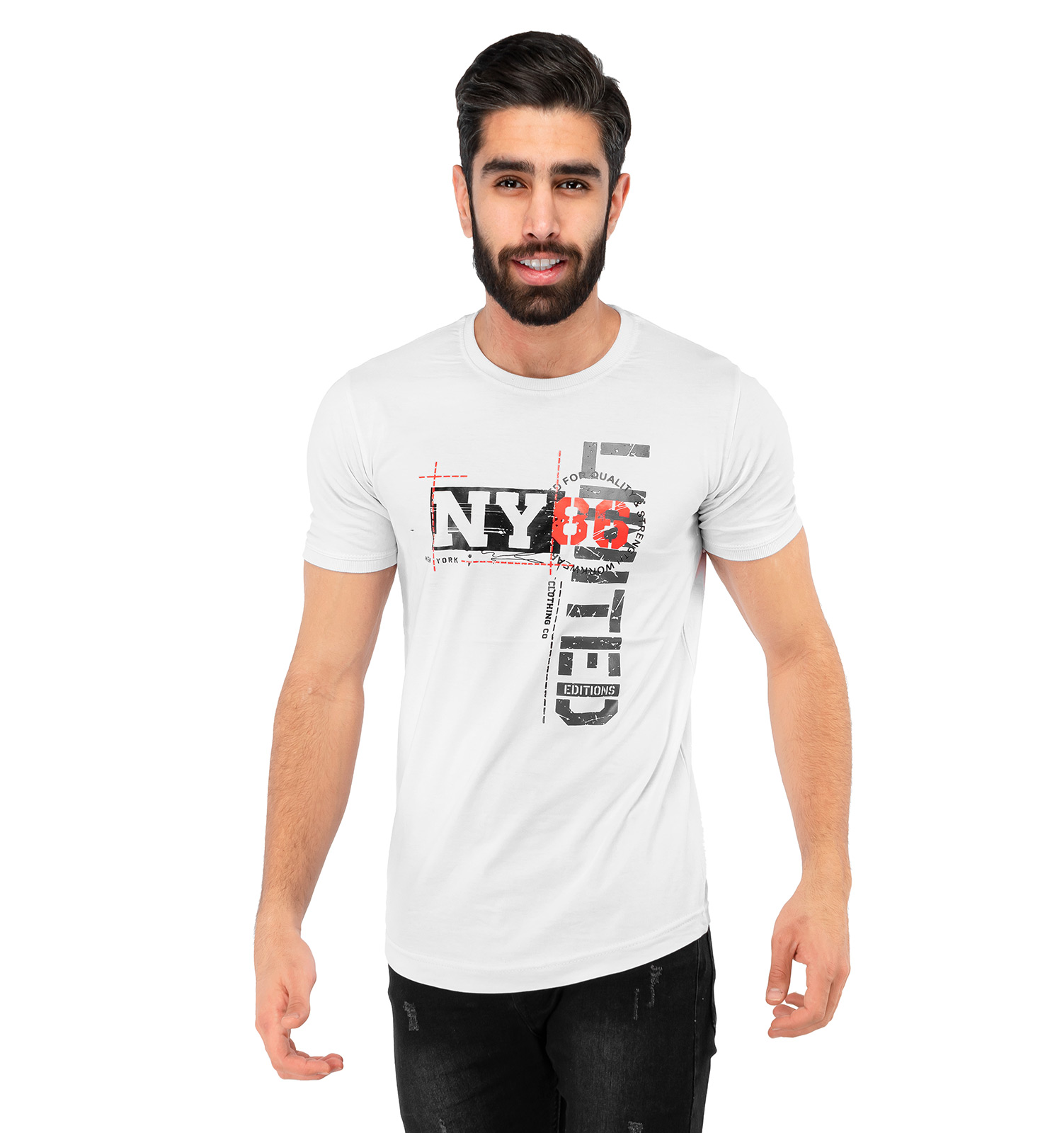 تیشرت آستین یقه کش بافت New York مدل 36494