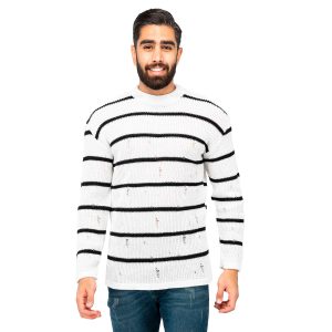 بافت مردانه یقه گرد راه راه Rayan مدل 39996