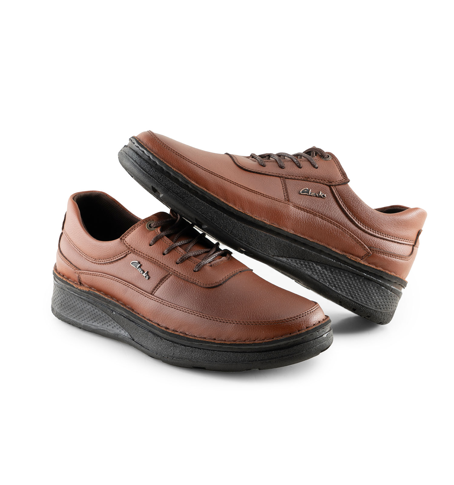 کفش روزمره مردانه Clarks چرم مصنوعی بند دار قهوه ای مدل 44482