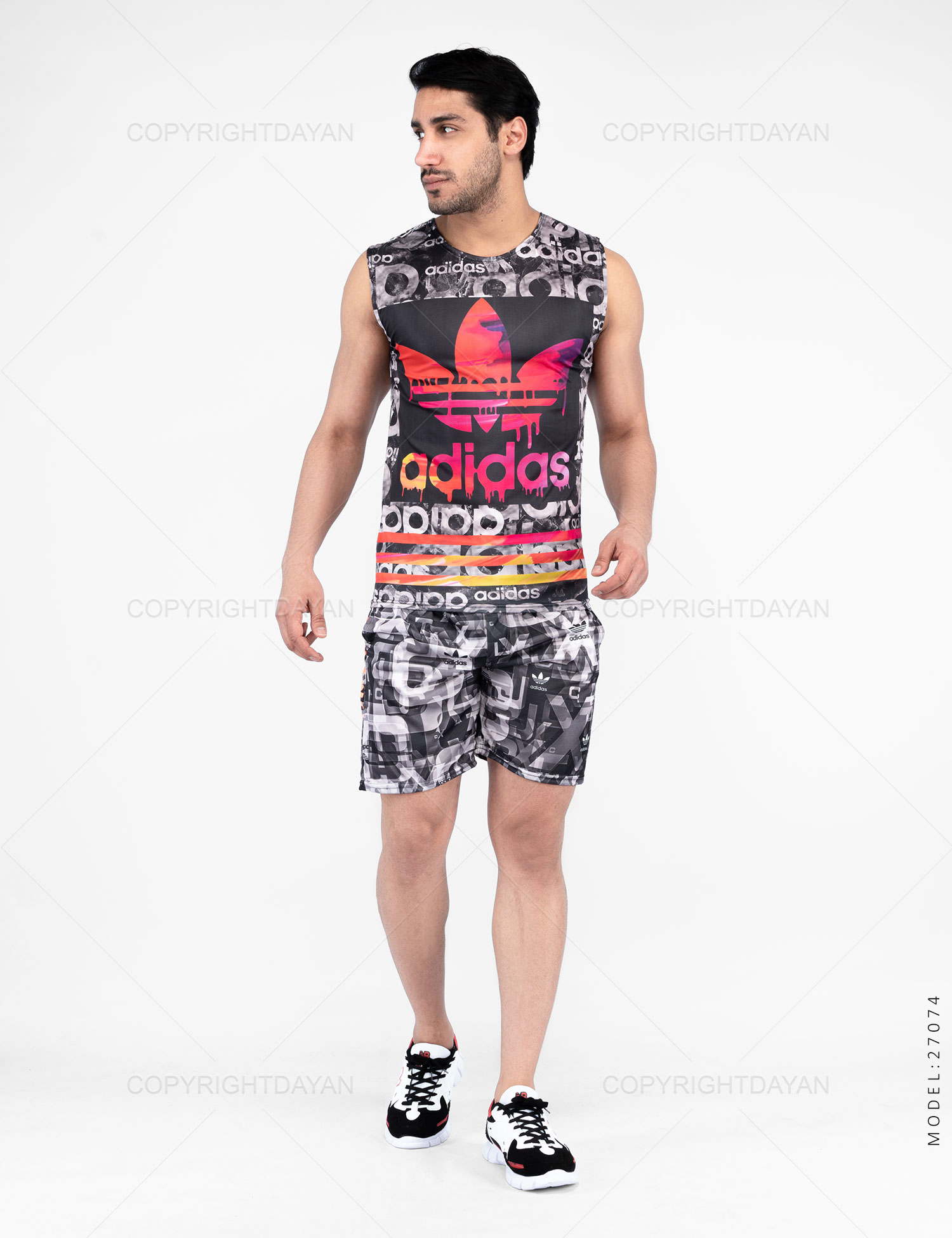 ست رکابی شلوارک مردانه Adidas مدل 27074
