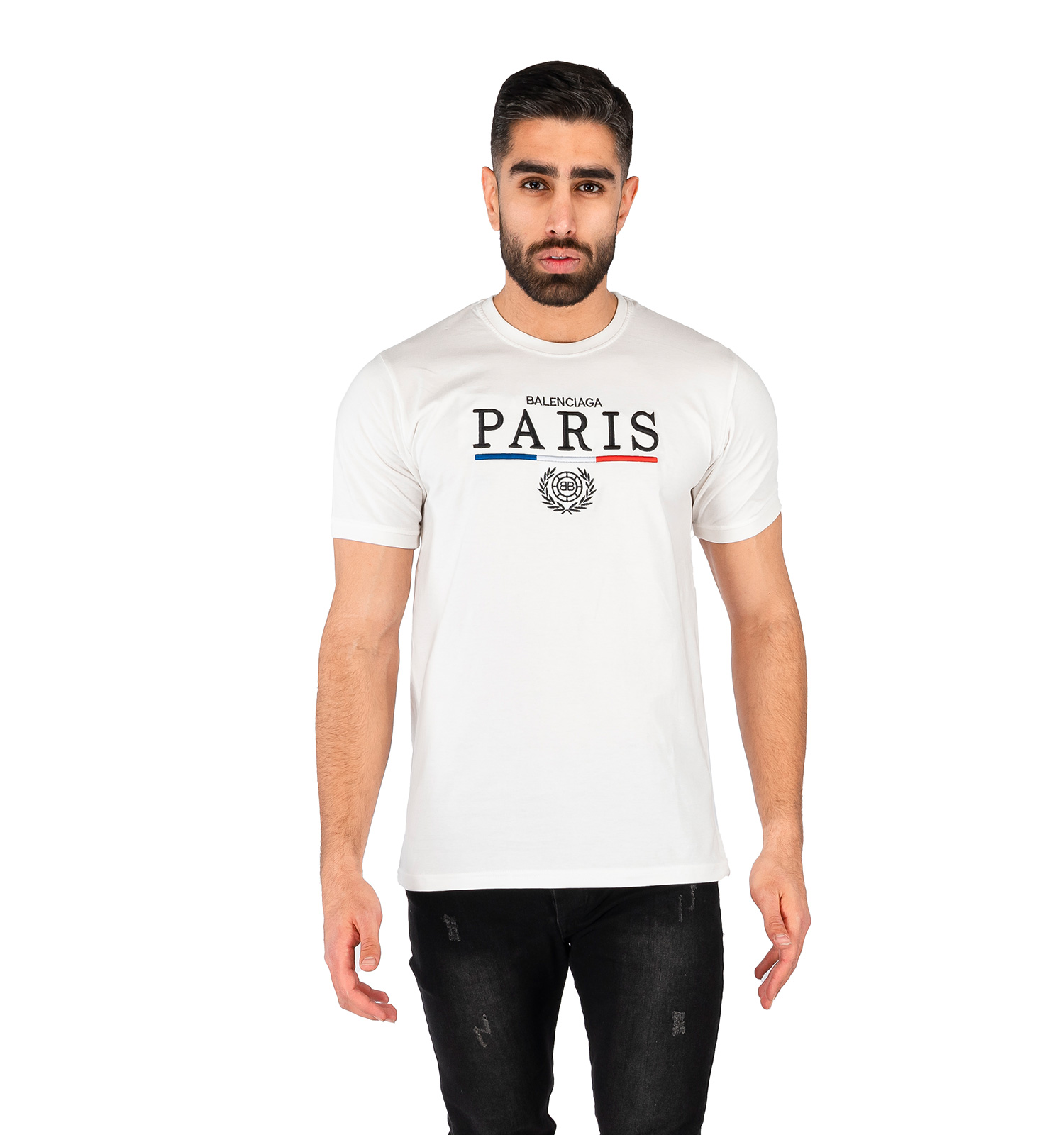 تیشرت Paris یقه گرد مردانه سفید ساده مدل 43837