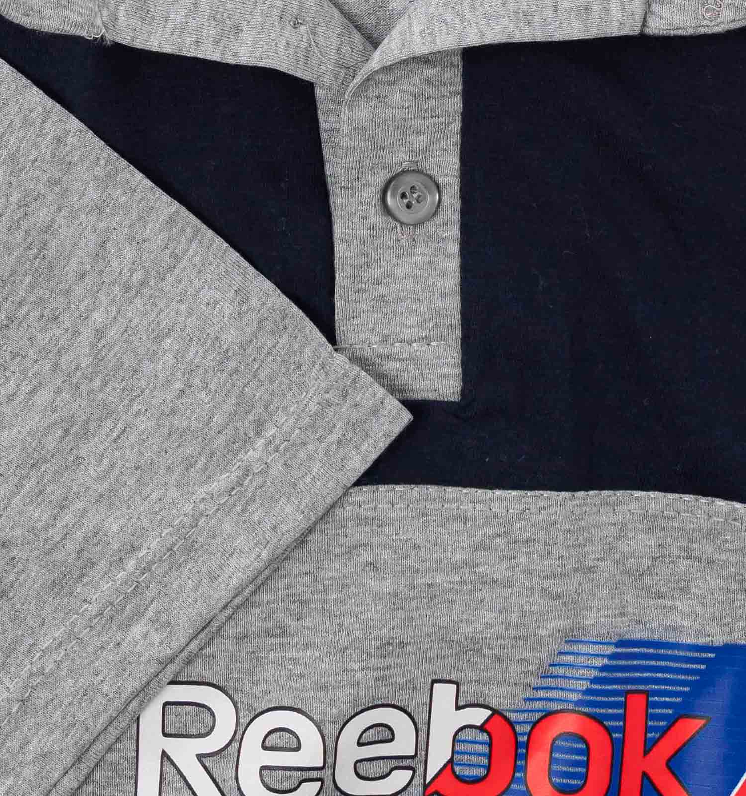 تیشرت Rebook یقه هفت مردانه سرمه ای ساده مدل 43551