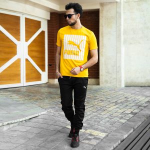 ست تیشرت شلوار Puma زرد مردانه مدل Zarad