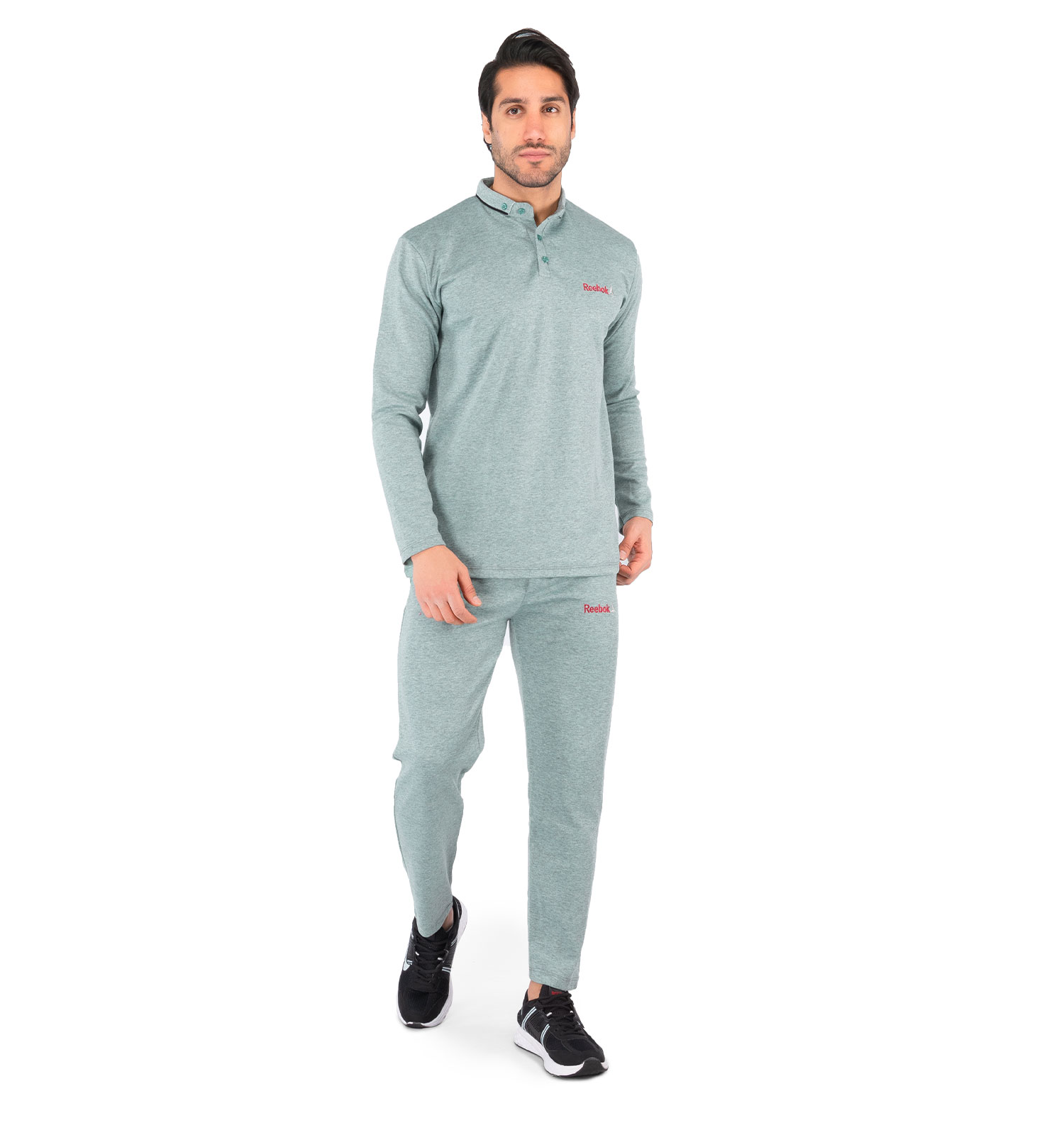 ست بلوز شلوار مردانه آستین بلند Reebok ساده یقه گرد مدل 44075