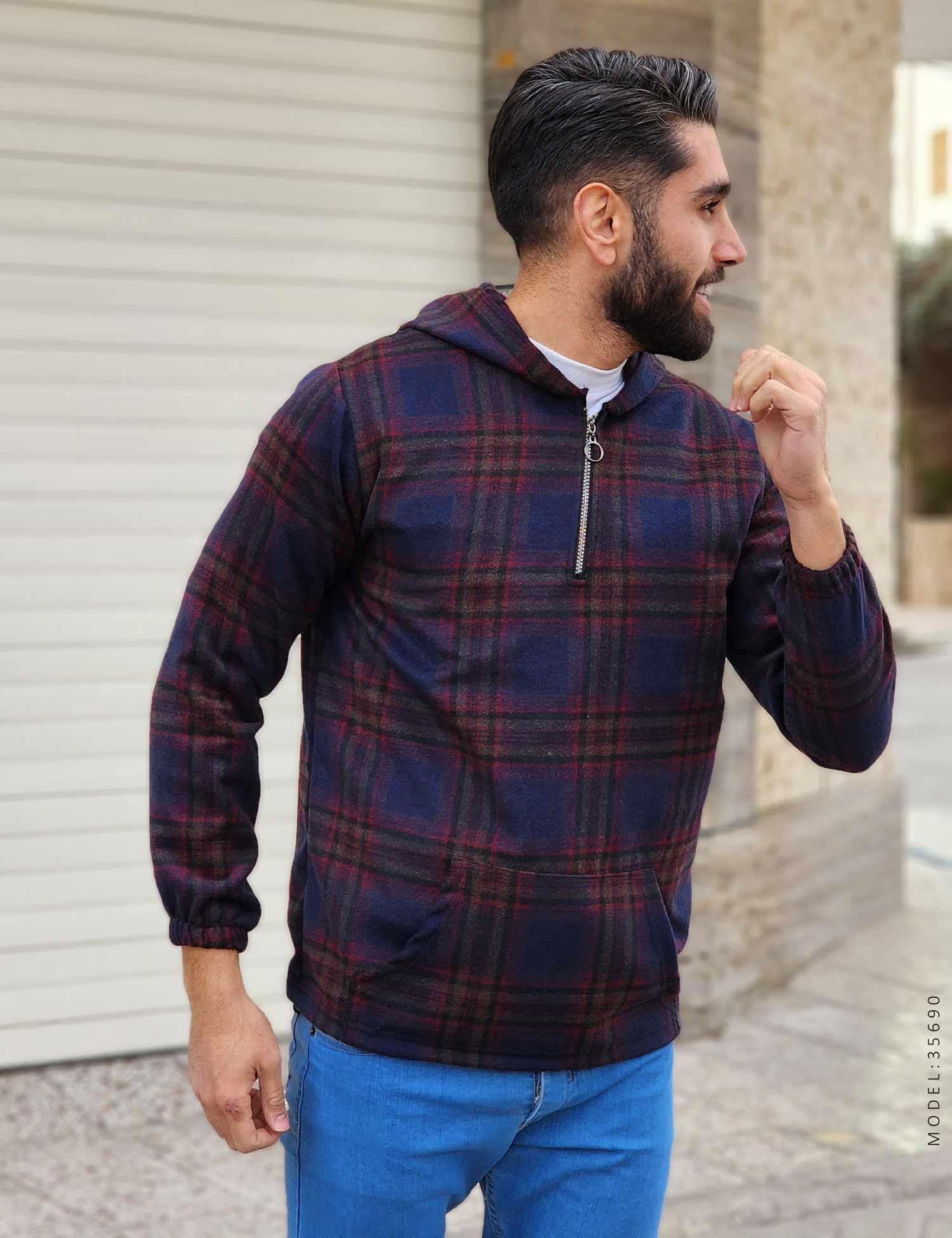هودی کلاهدار چهارخانه اسپرت Floy مدل 35690