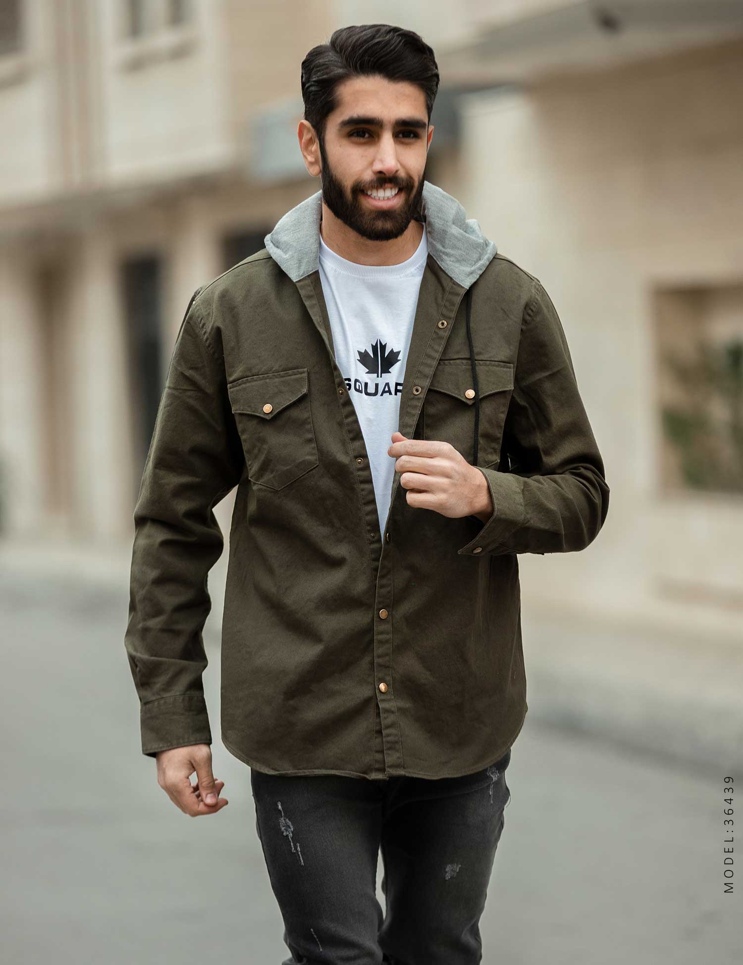 پیراهن مردانه کلاهدار دوجیب Lima مدل 36439