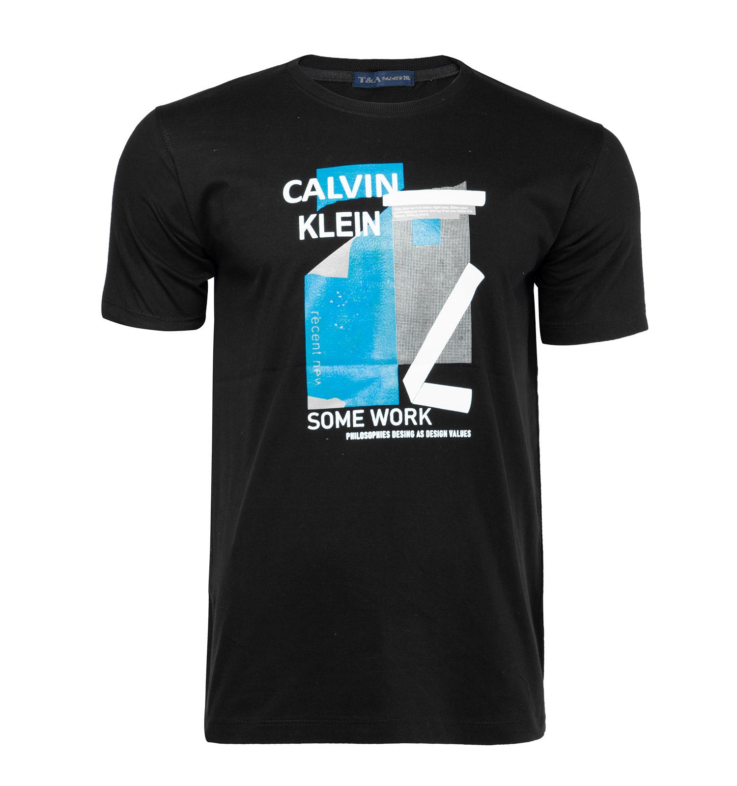 تیشرت Calvin Klein یقه گرد مردانه مشکی طرحدار مدل 45197