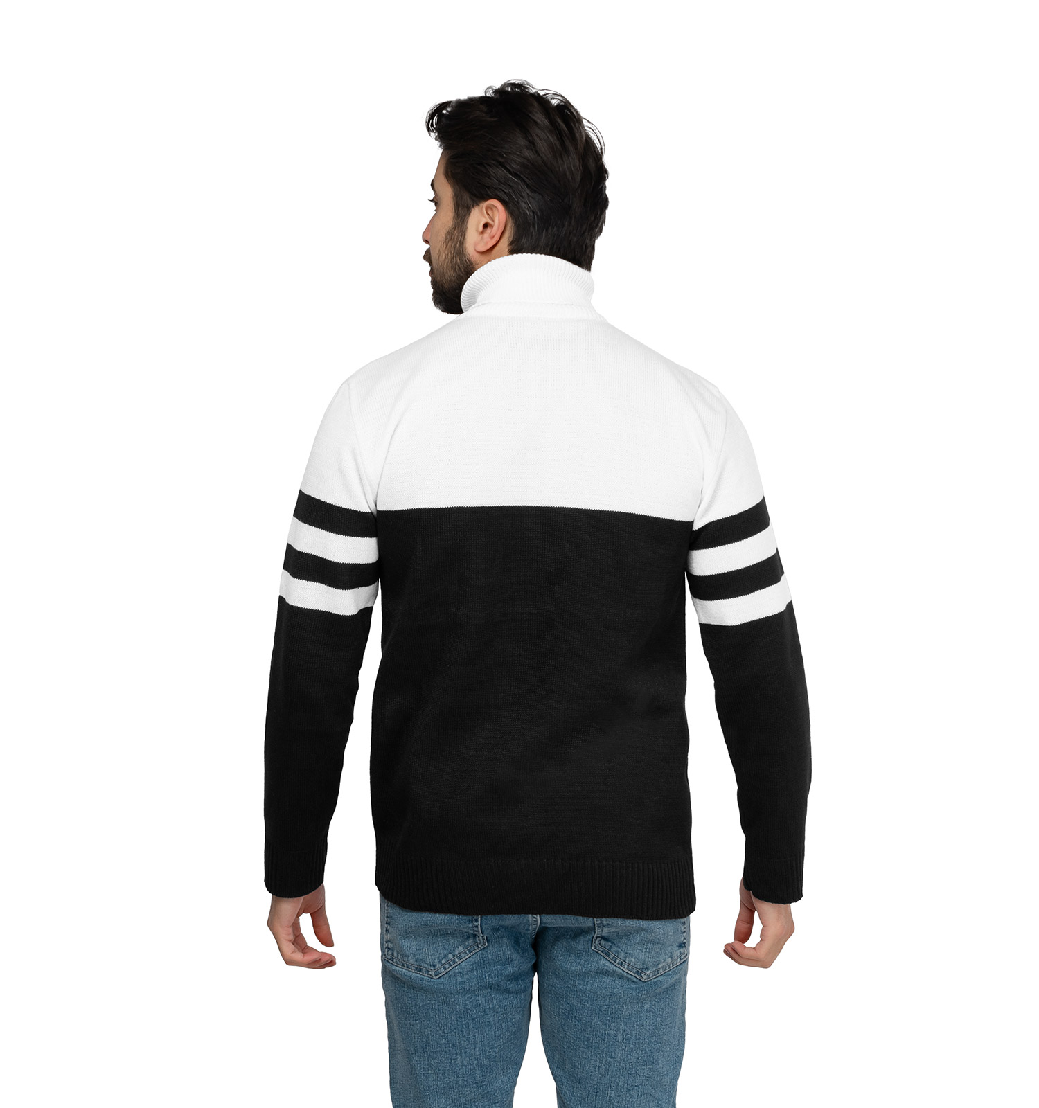 بافت مردانه یقه اسکی فری سایز طرحدار CK مدل 45898