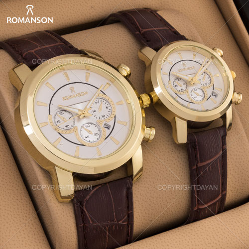 ست ساعت مردانه زنانه Romanson مدل Steen (قهوه ای)