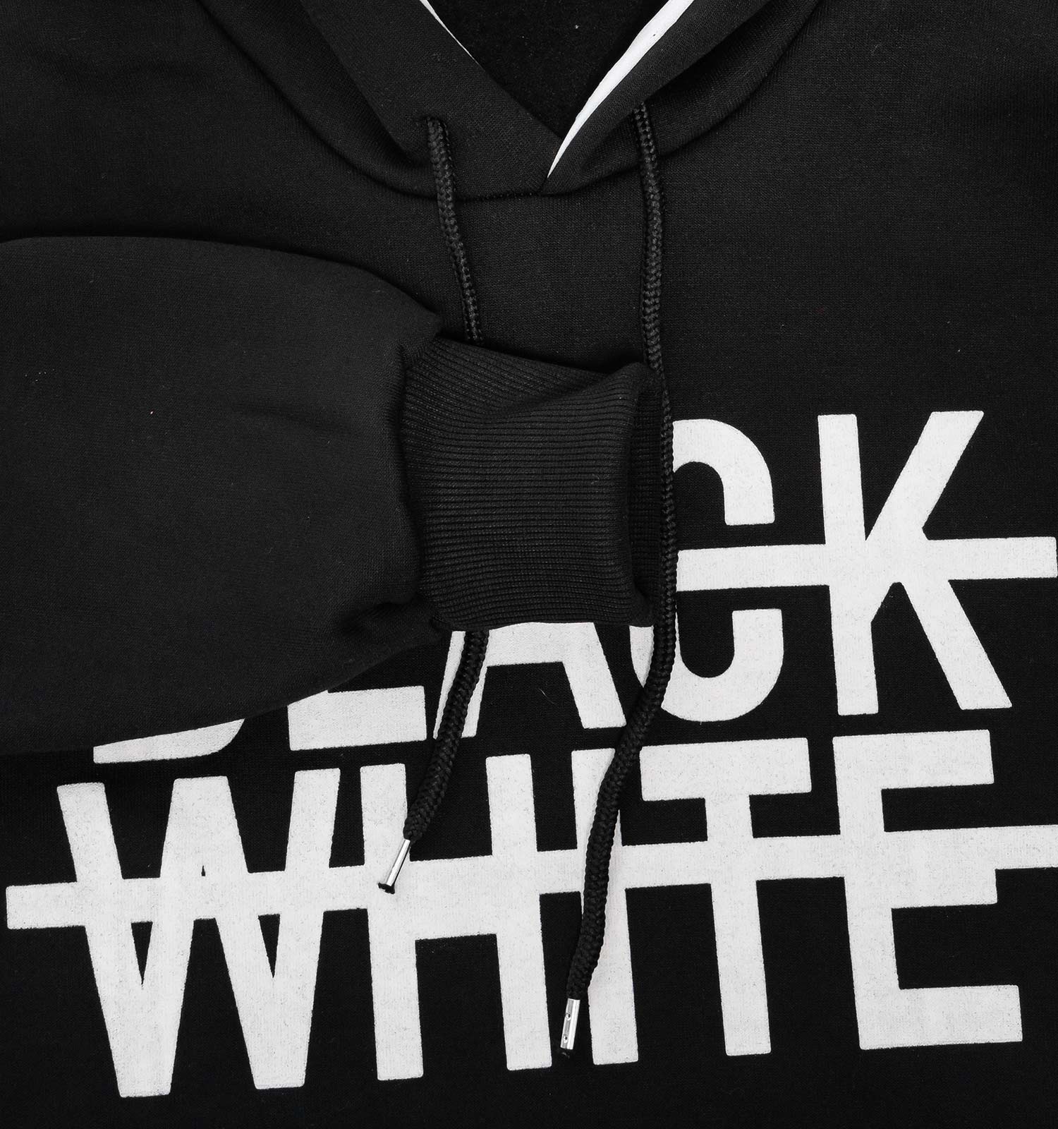 هودی کلاهدار مشکی ساده BLACK WHITE مدل 45716