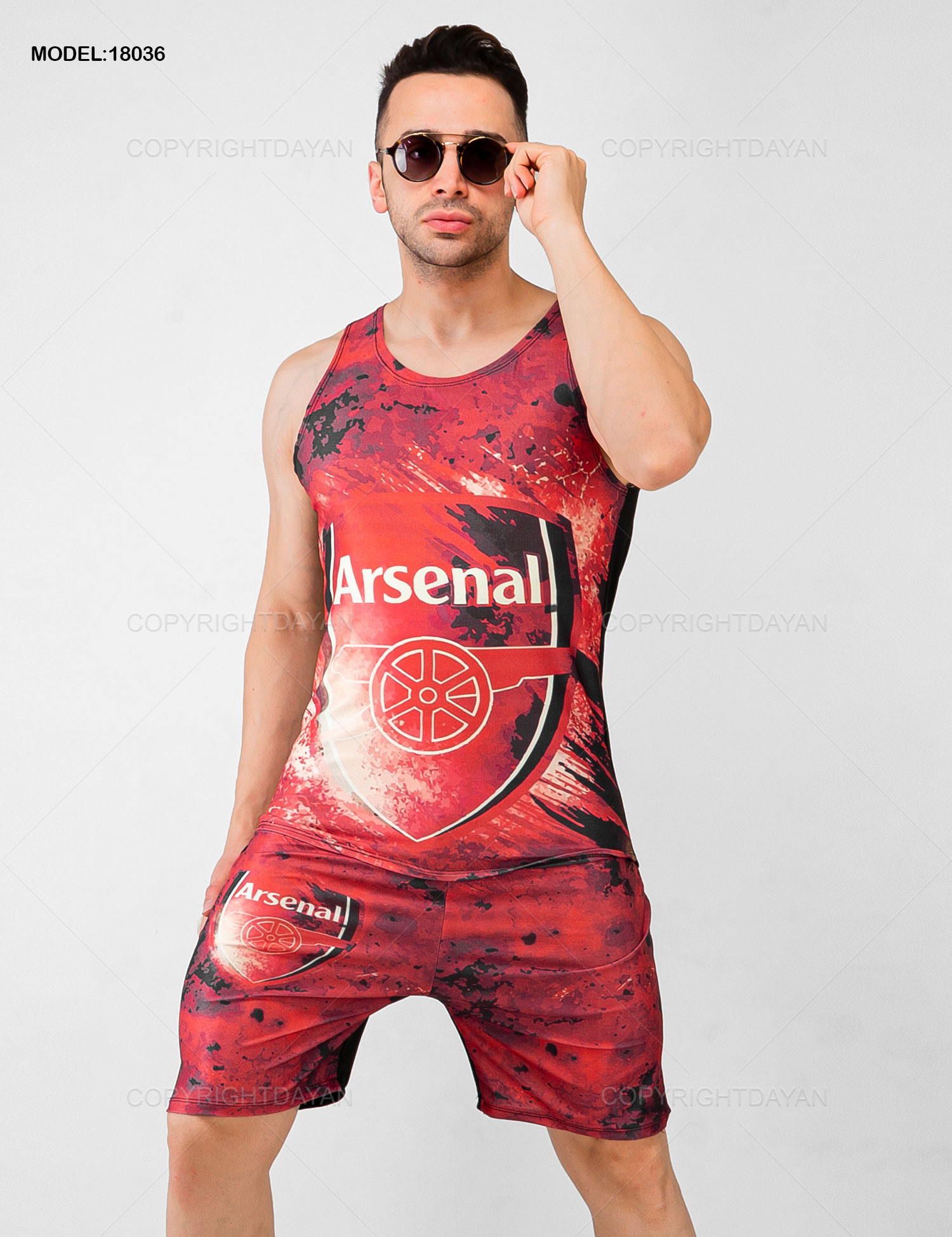 ست رکابی شلوارک مردانه Arsenal مدل 18036