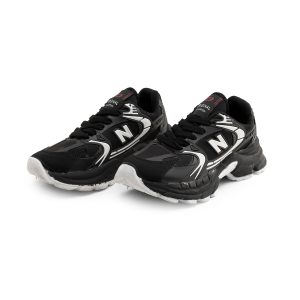 کفش اسپرت New Balance مشکی سفید زنانه لژ دار بندی مدل 45909