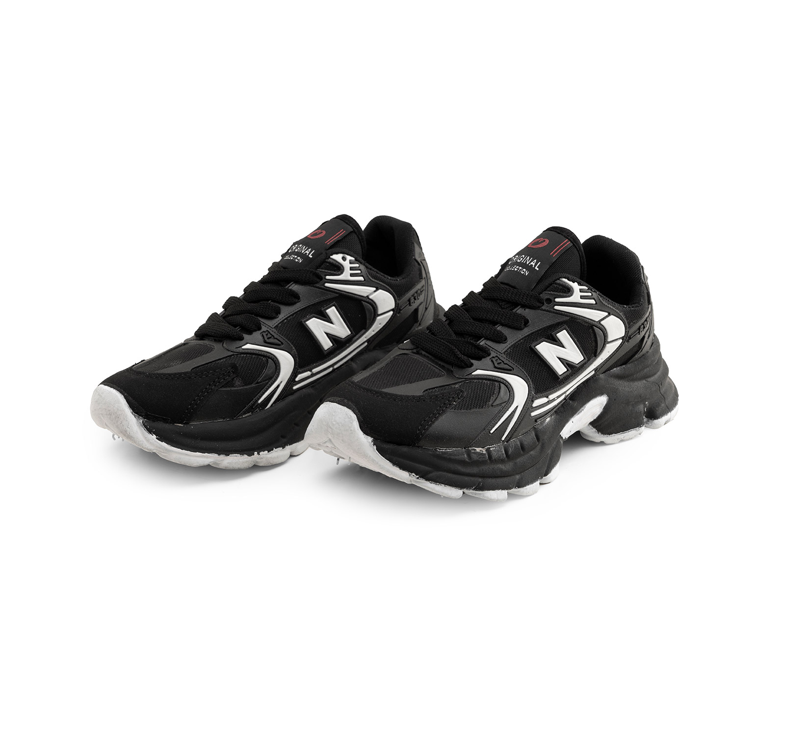 کفش اسپرت New Balance مشکی سفید زنانه لژ دار بندی مدل 45909
