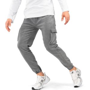 شلوار اسلش مردانه شش جیب کتان طوسی Alma مدل 41062