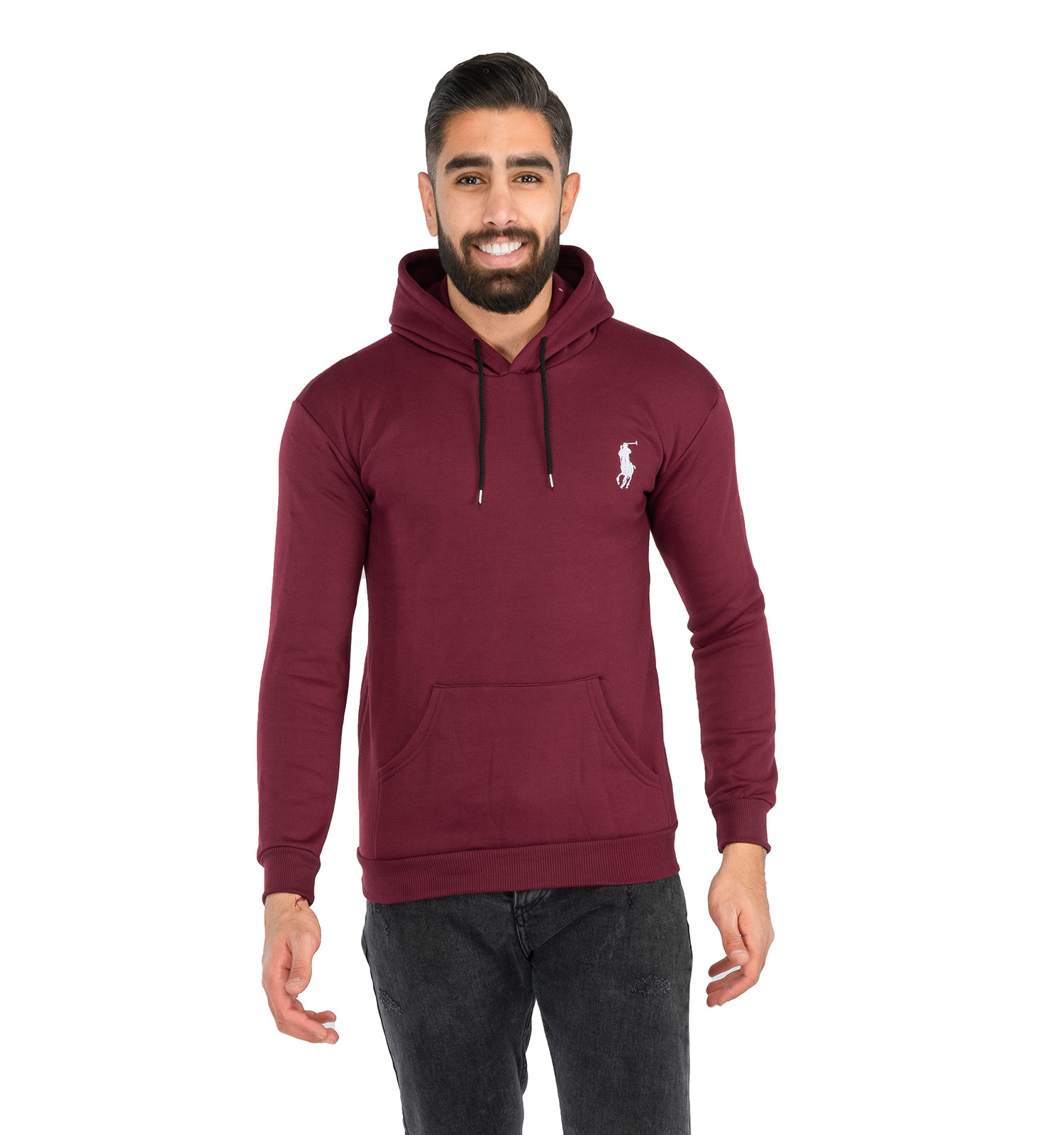 هودی مردانه کلاهدار زرشکی Polo مدل 40828