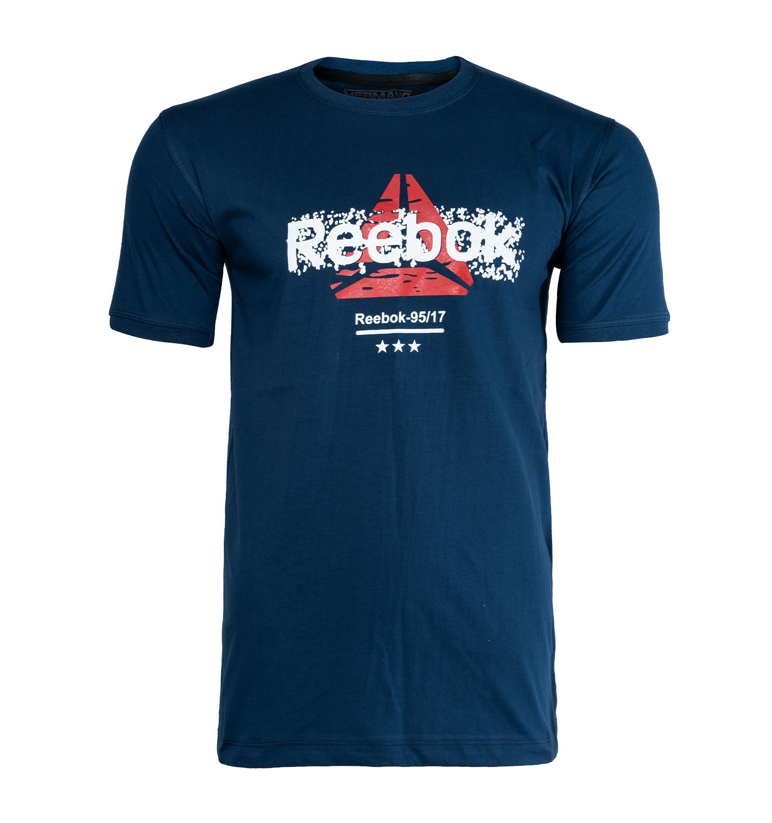 تیشرت Reebok یقه گرد مردانه سرمه ای پنبه طرحدار مدل 45255