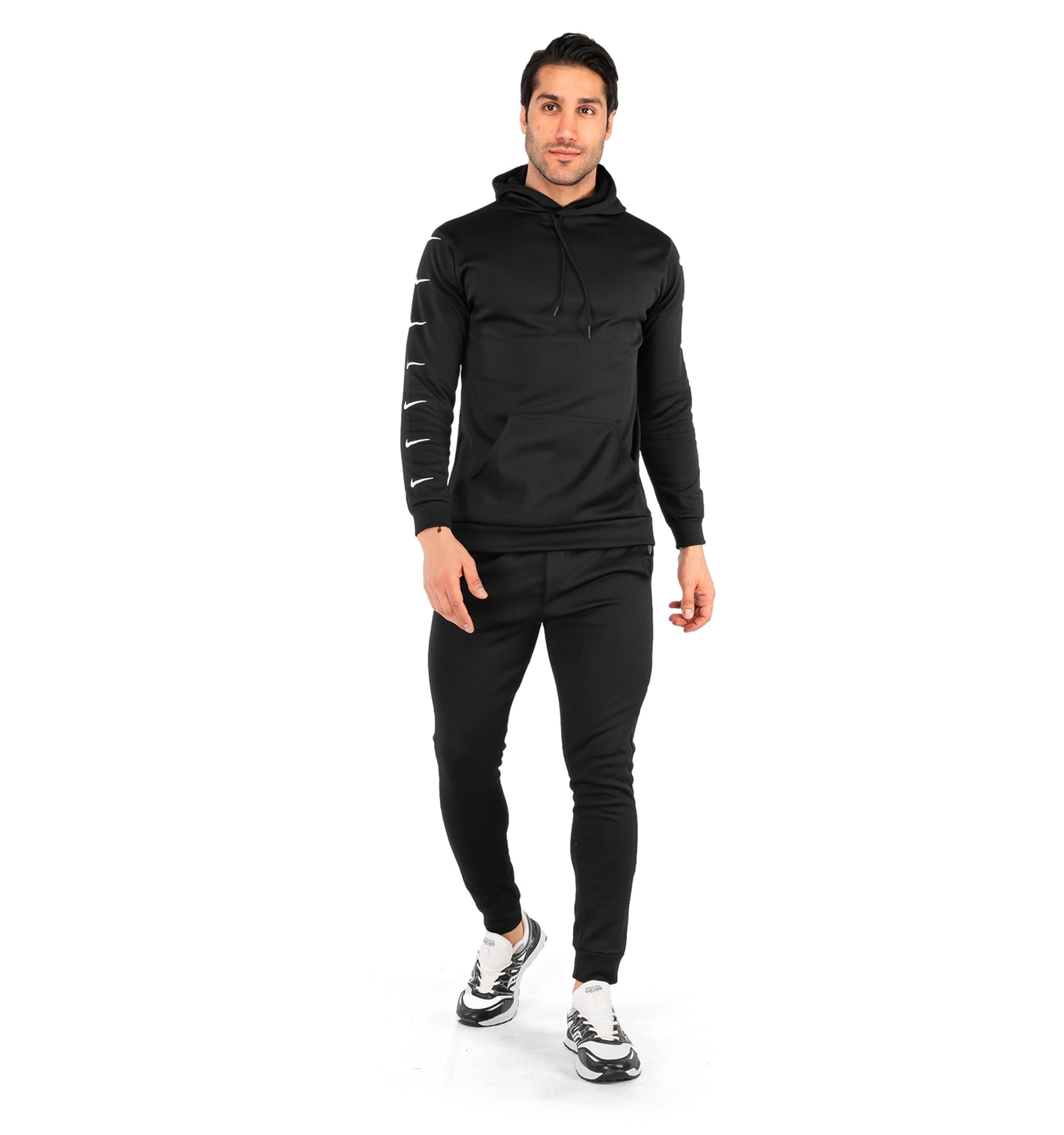 ست هودی شلوار مردانه آستین بلند مشکی Nike ساده مدل 43137