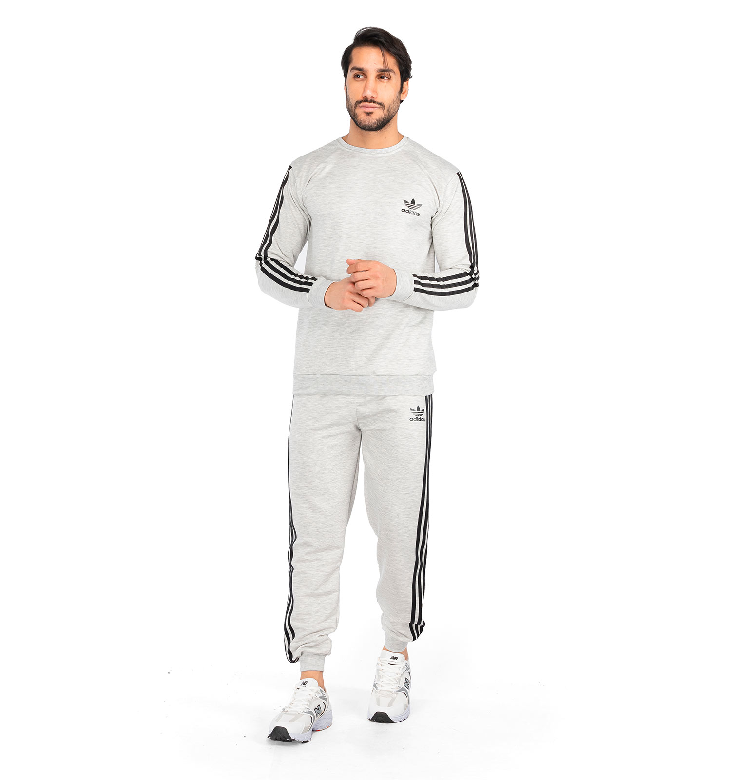 ست بلوز شلوار مردانه آستین بلند ساده یقه گرد Adidas مدل 40978