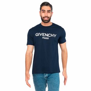 تیشرت Givenchy یقه گرد مردانه سرمه ای ساده مدل 44602