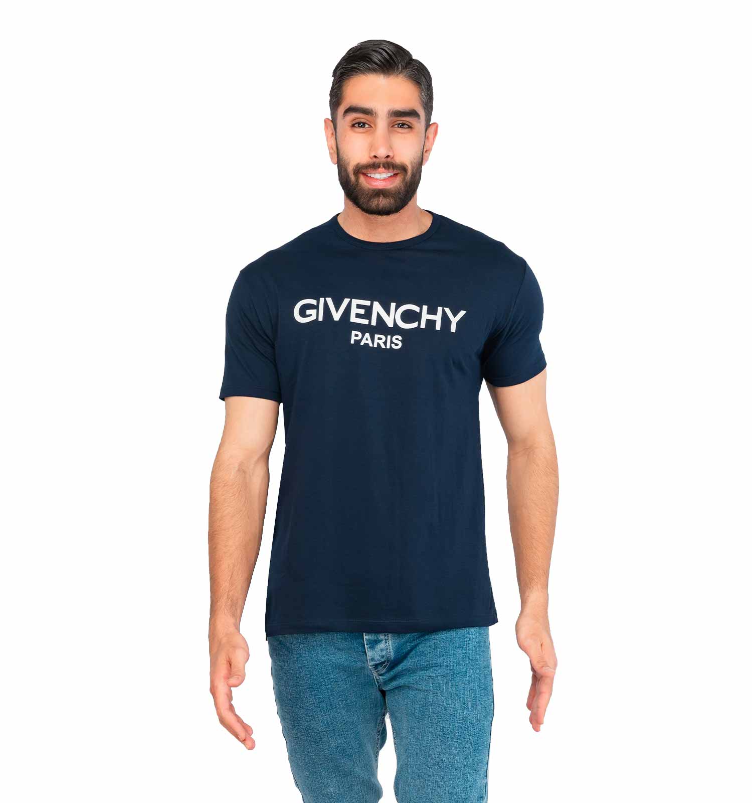 تیشرت Givenchy یقه گرد مردانه سرمه ای ساده مدل 44602