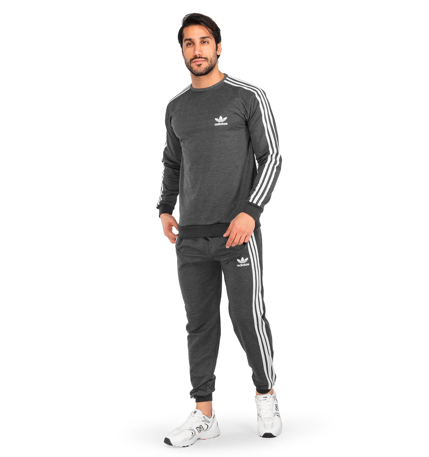 ست بلوز شلوار مردانه آستین بلند ساده یقه گرد Adidas مدل 40981