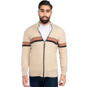 ژاکت بافت مردانه زیپ دار یقه ایستاده Alma مدل 40177