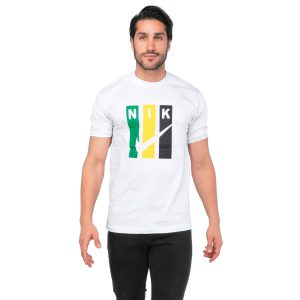 تیشرت Nike یقه گرد مردانه سفید پنبه ساده مدل 44804