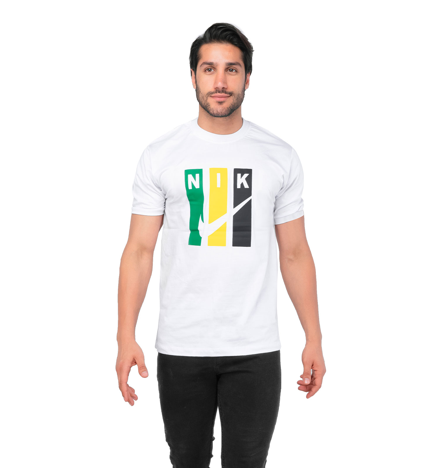 تیشرت Nike یقه گرد مردانه سفید پنبه ساده مدل 44804