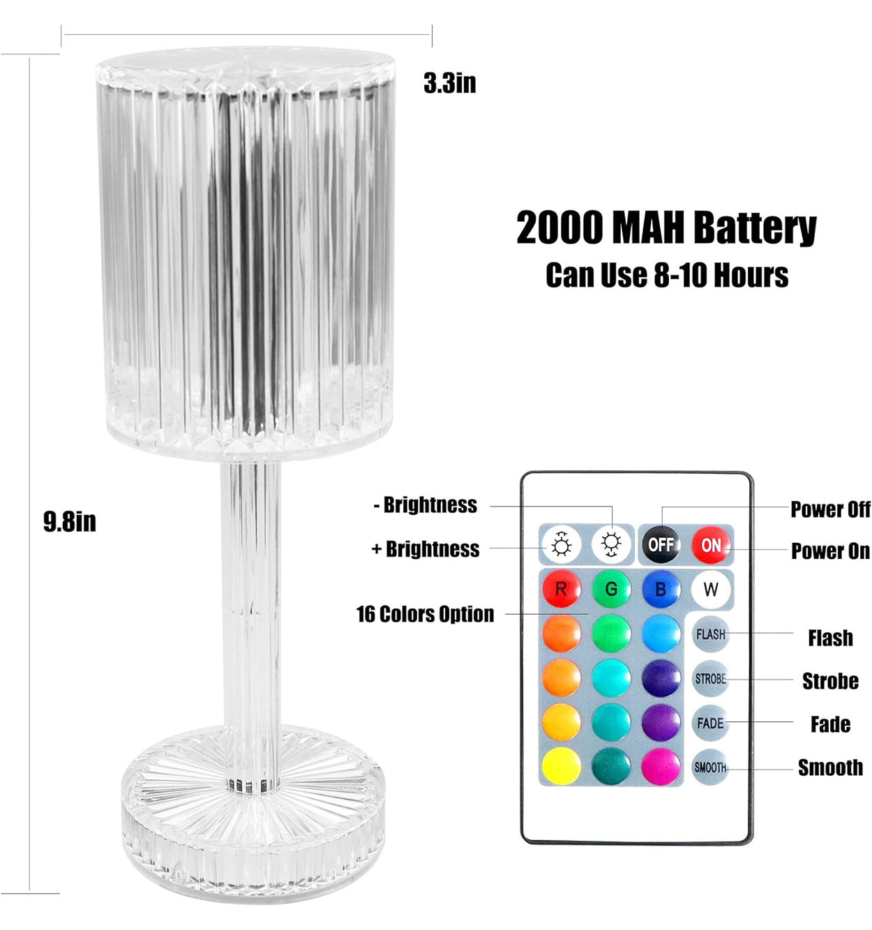 چراغ خواب لمسی شارژی کریستالی طرح آباژور مدل 42768
