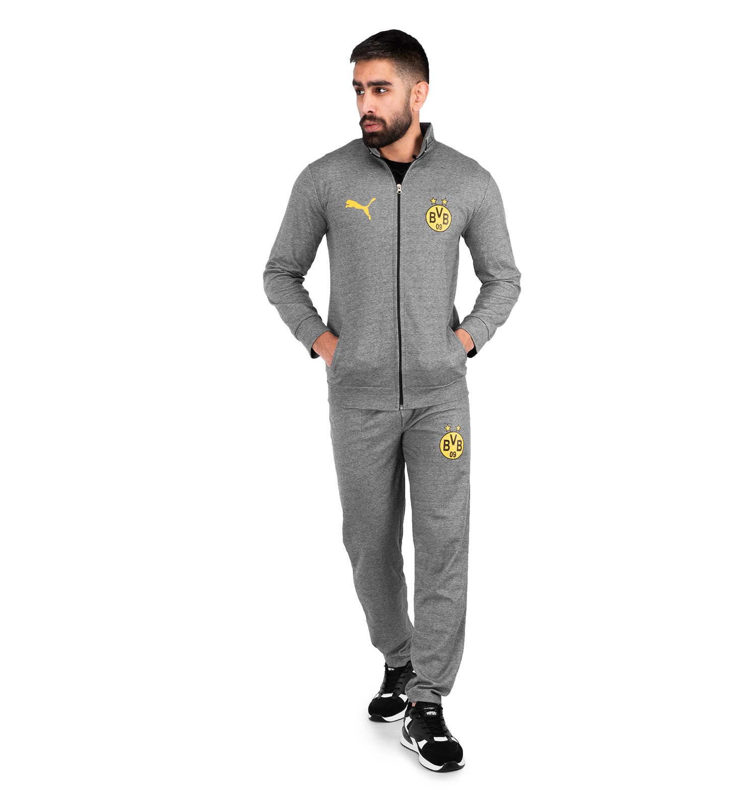 ست سویشرت شلوار مردانه آستین بلند طوسی Puma مدل 42924