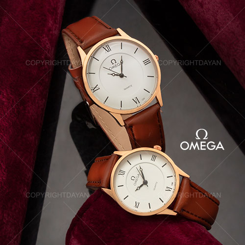 ست ساعت مردانه زنانه Omega مدل W 8970 (قهوه ای)