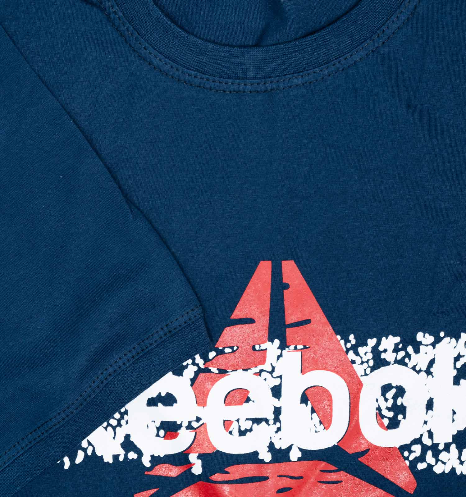 تیشرت Reebok یقه گرد مردانه سرمه ای پنبه طرحدار مدل 45255