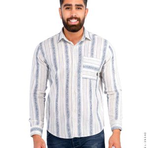 پیراهن مردانه کنفی راه راه Stark مدل 39340
