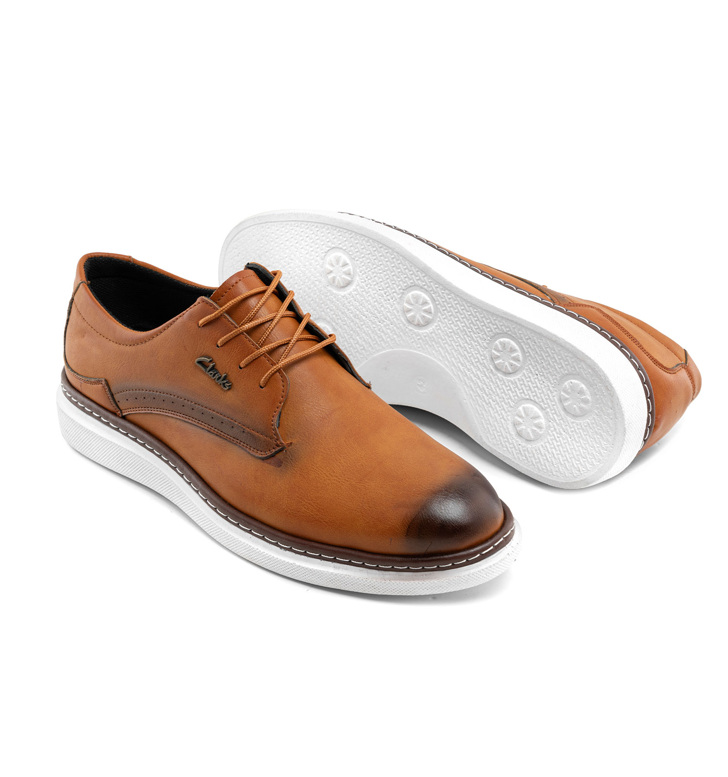 کفش روزمره Clarks مردانه عسلی بندی چرم مصنوعی مدل 41464