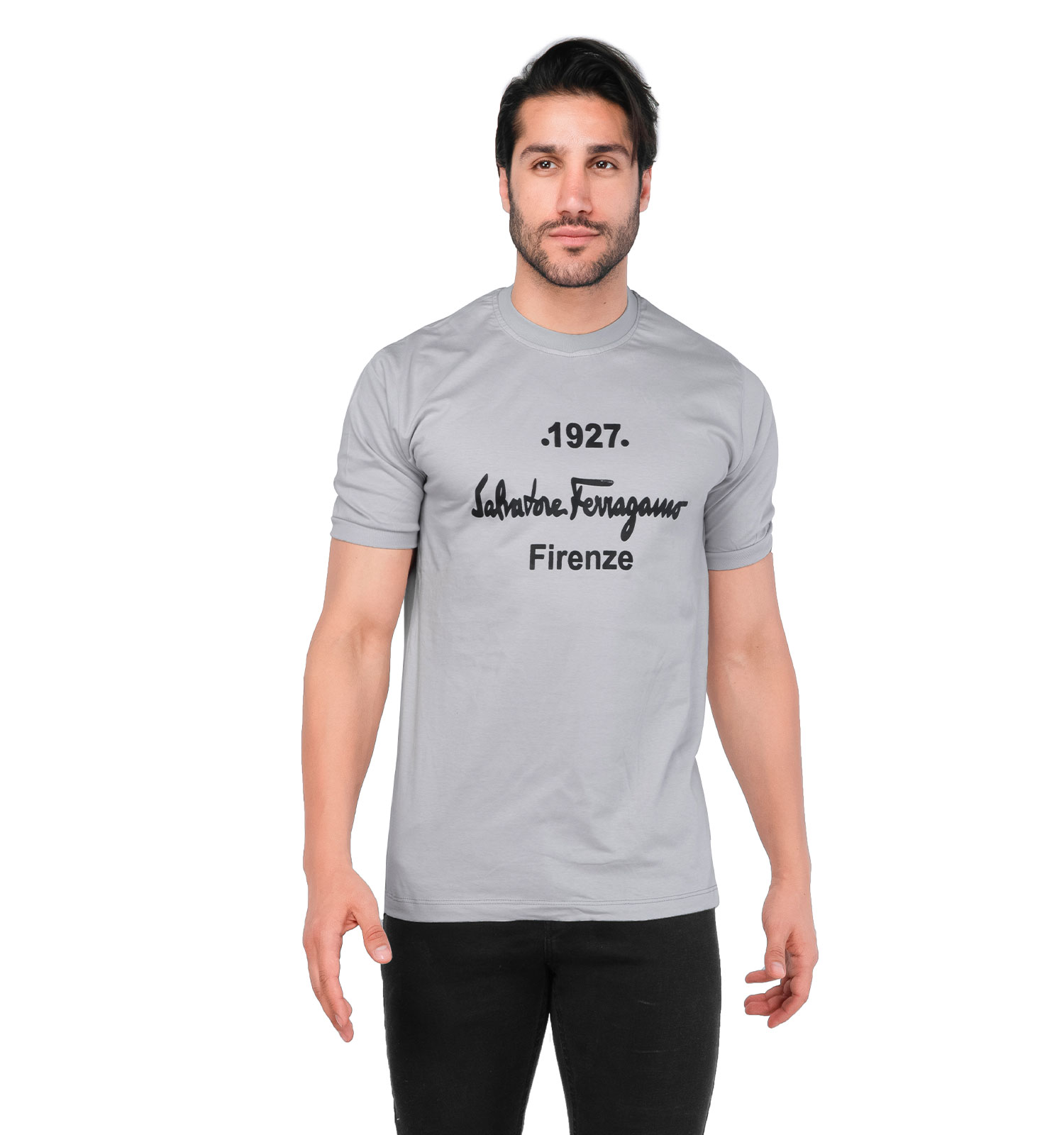 تیشرت Ferragamo یقه گرد مردانه پنبه ساده مدل 44717