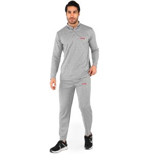 ست بلوز شلوار مردانه آستین بلند طوسی Reebok ساده یقه گرد مدل 44077