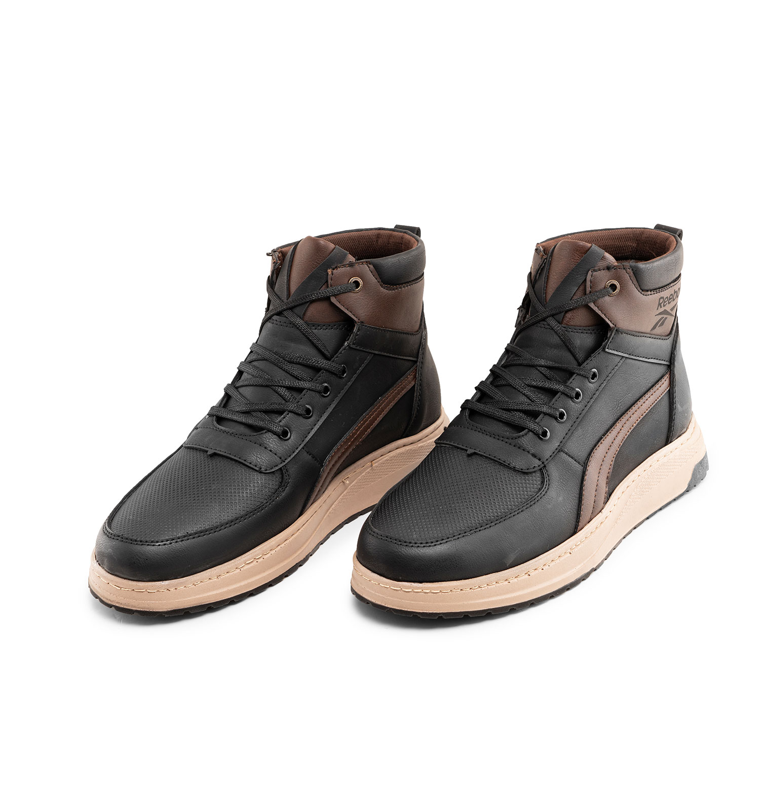 کفش ساقدار چرم مصنوعی مردانه مشکی Reebok بند دار مدل 45386