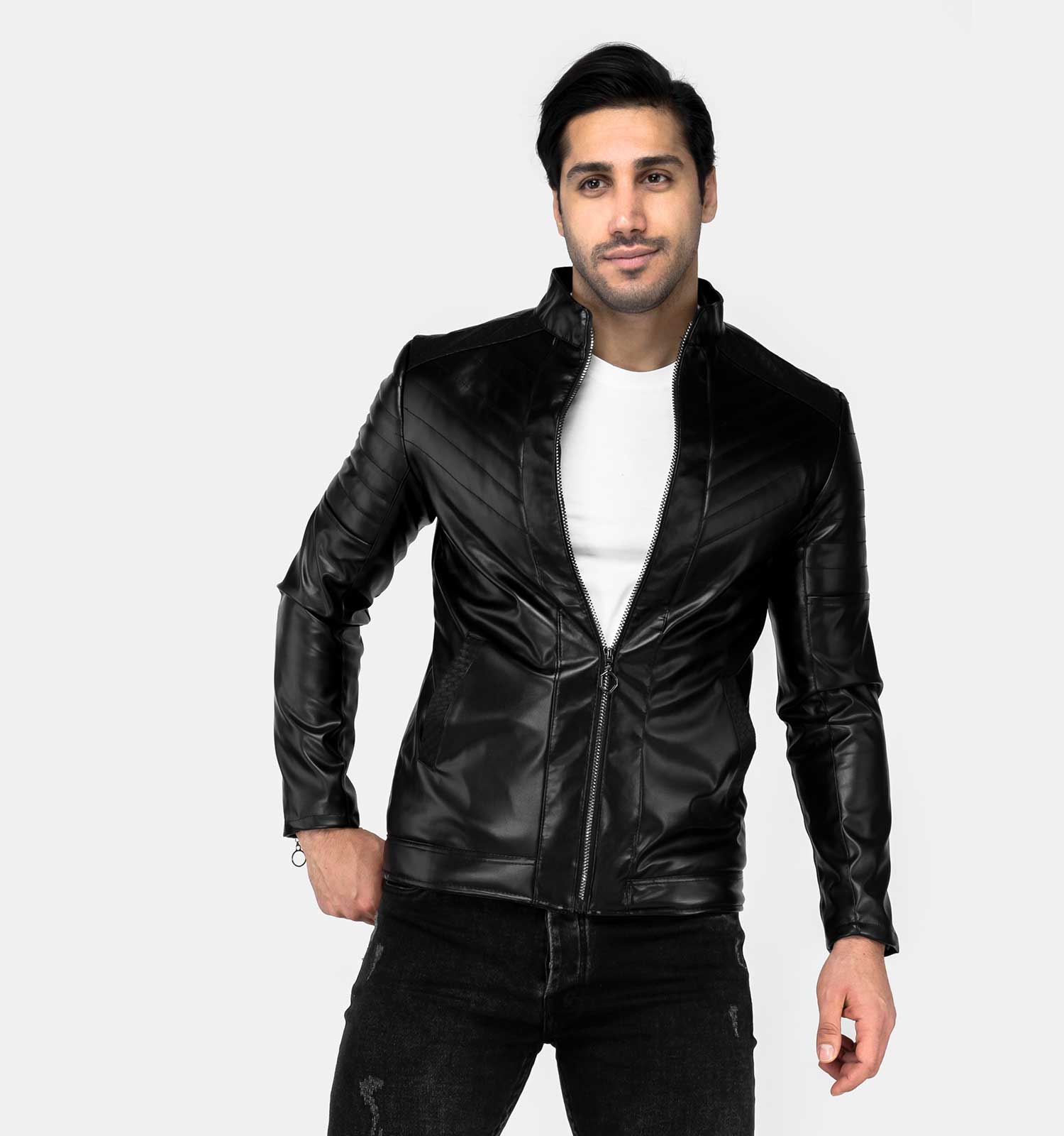 کاپشن چرمی مردانه Damon مدل 23719