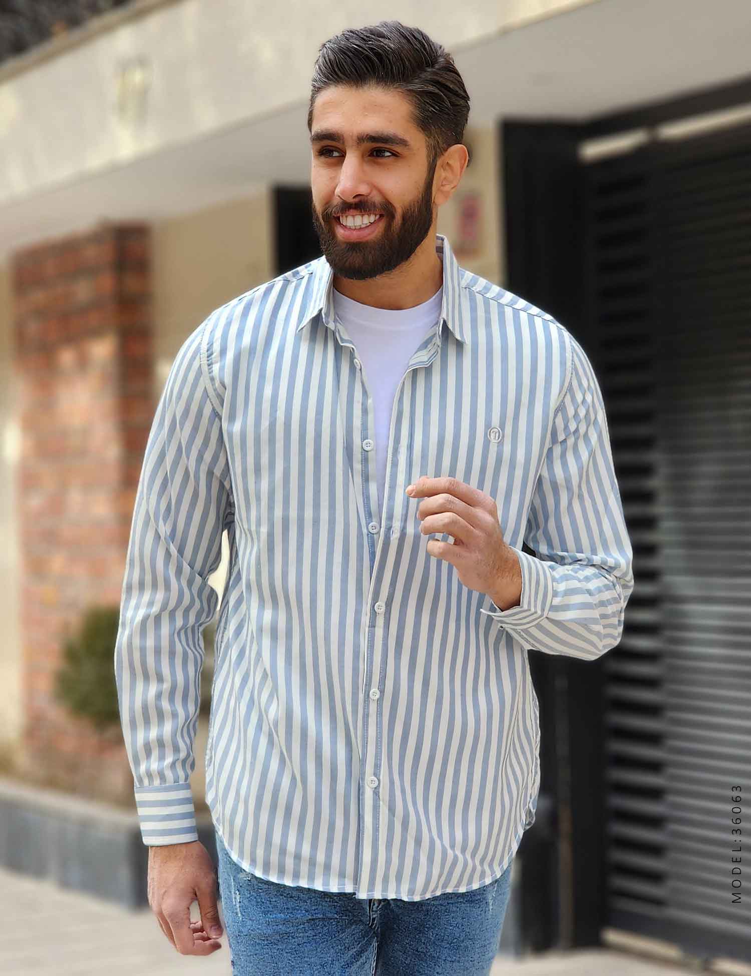 پیراهن مردانه راه راه Araz مدل 36063