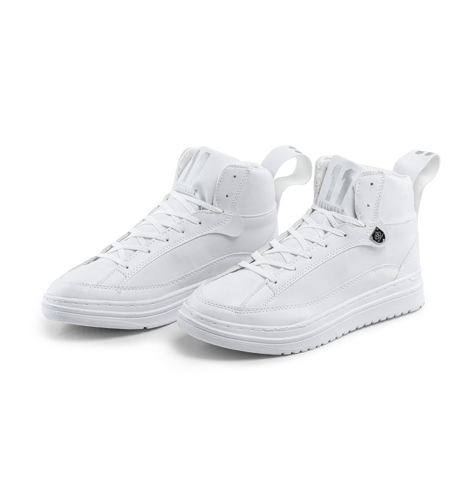 کفش ساقدار چرم مصنوعی مردانه سفید Philipp Plein اسپرت بنددار مدل 39086