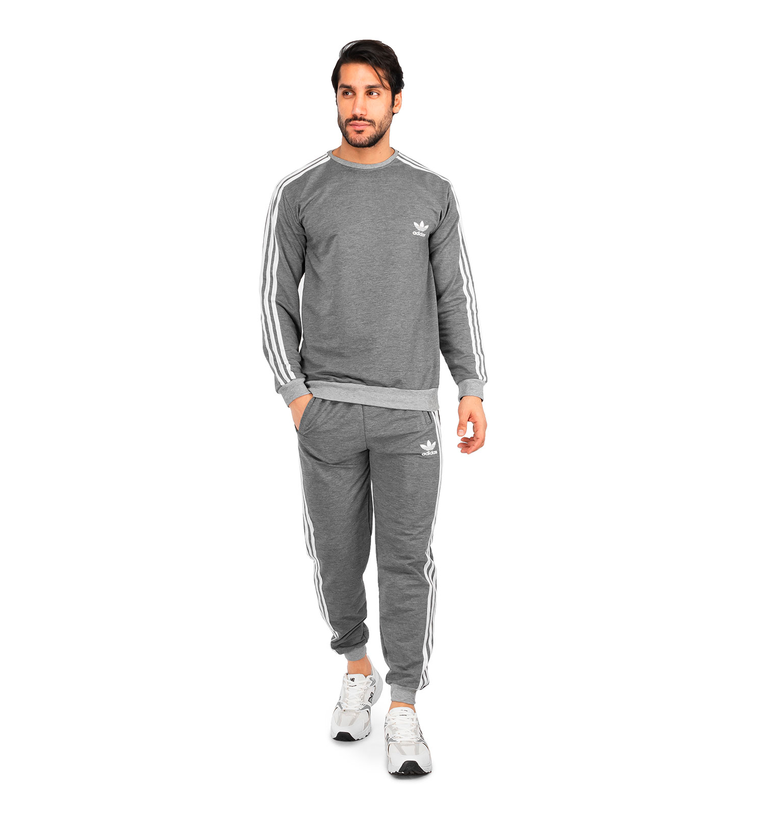 ست بلوز شلوار مردانه آستین بلند ساده یقه گرد Adidas مدل 40980