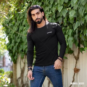 حراج تیشرت آستین بلند یقه گرد(مشکی)
