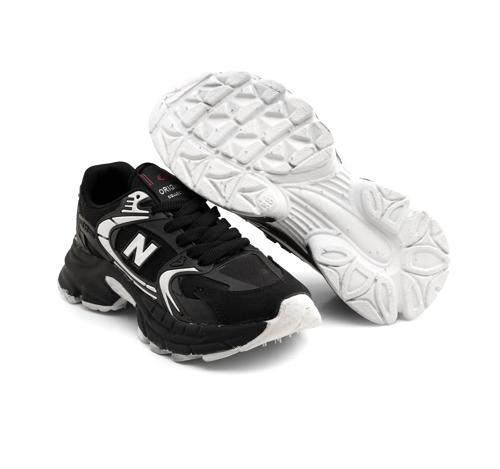 کفش اسپرت New Balance مشکی سفید زنانه لژ دار بندی مدل 45909