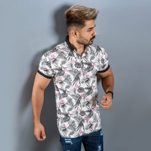 تیشرت Lacoste مردانه سفیدصورتی مدل Rion