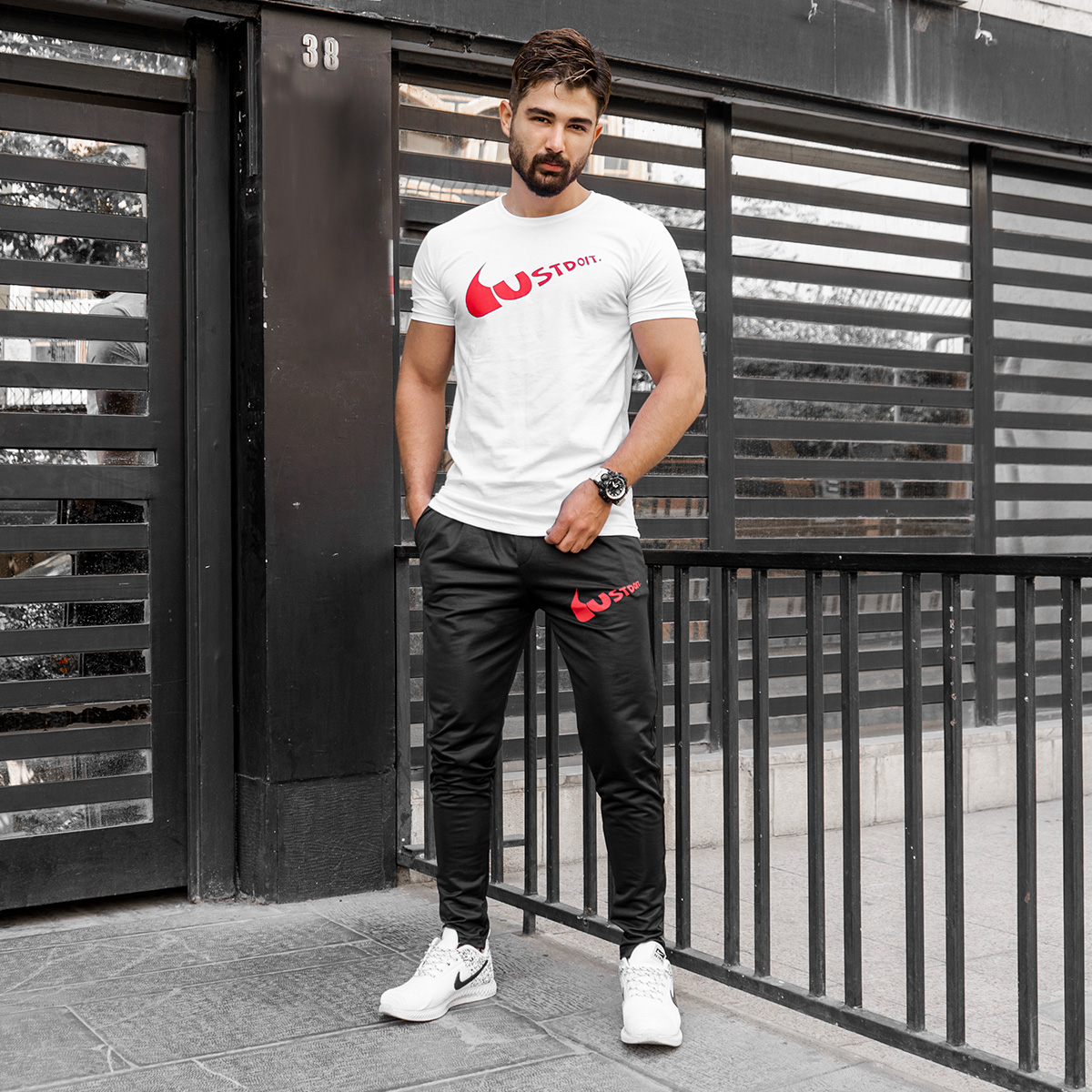 ست تیشرت شلوار Ust do itمردانه سفید مدل Neron