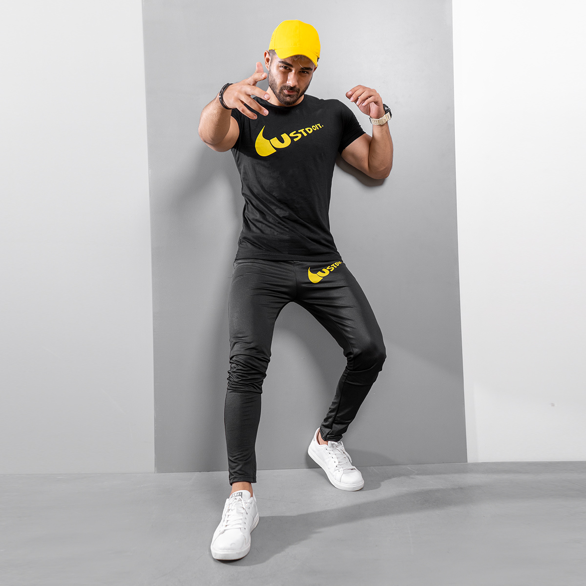 ست تیشرت شلوار Ust do it مردانه مدل مشکی Neron
