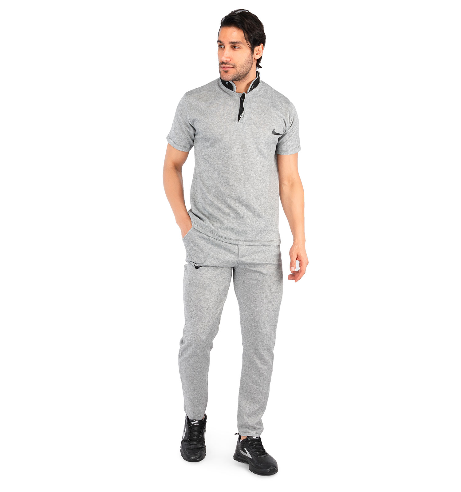 ست تیشرت شلوار مردانه آستین بلند Nike ساده یقه گرد مدل 43185