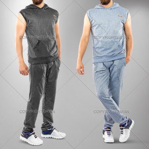 ست شلوار آستین حلقه ای کلاهدار